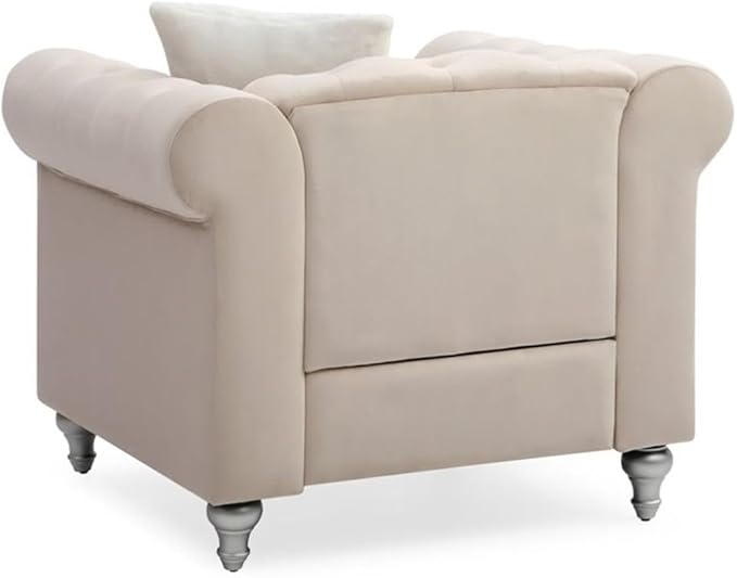 Glory Furniture Raisa Velvet Chair in Beige