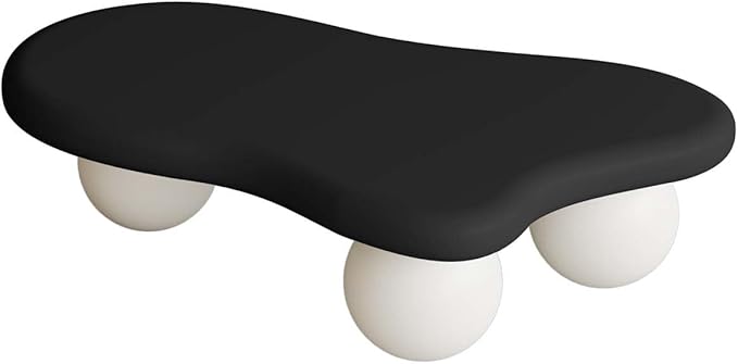 47" Modern Coffee Table Cloud Shape Low Center Table Cute Irregular Indoor Tea Table with 3 Ball Legs for Living Room Small Space