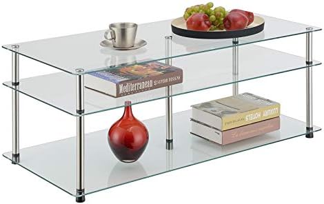 Convenience Concepts Designs2Go Classic Glass 3 Tier Coffee Table, Glass