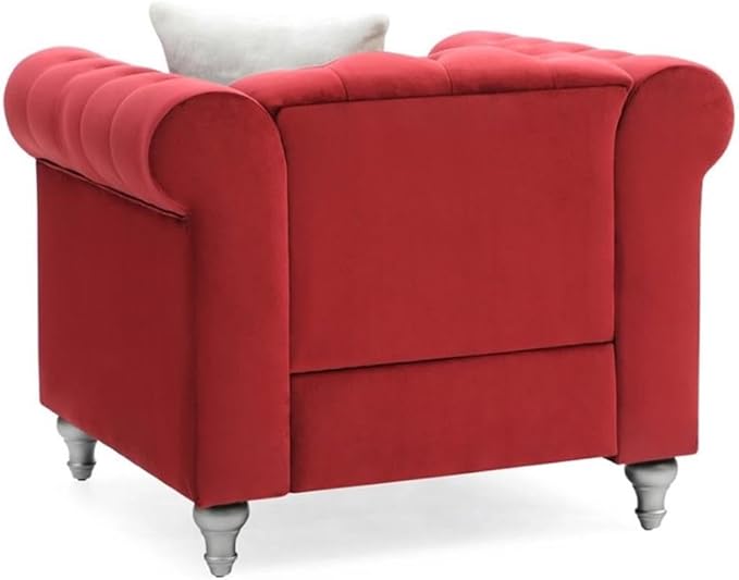 Glory Furniture Raisa Velvet Chair in Burgundy