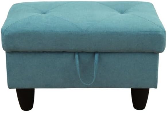 NicBex Modular L-Shaped Sectional Couches, 3-Piece Convertible Couch with Storage Ottoman, 4-Seat Comfy Sofa with Chaise for Living Room & Apartment, Aqua Blue