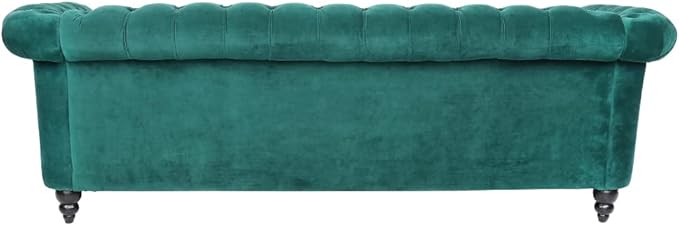 LEVNARY Three-Seat Velvet Sofa, Large Sofa Classic Tufted Chesterfield Settee Modern 3 Seater Couch Furniture Tufted Back for Living Room, Green