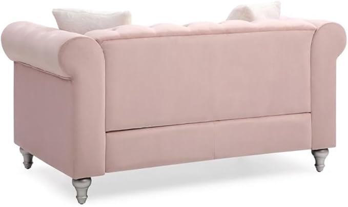 Glory Furniture Raisa Velvet Loveseat in Pink