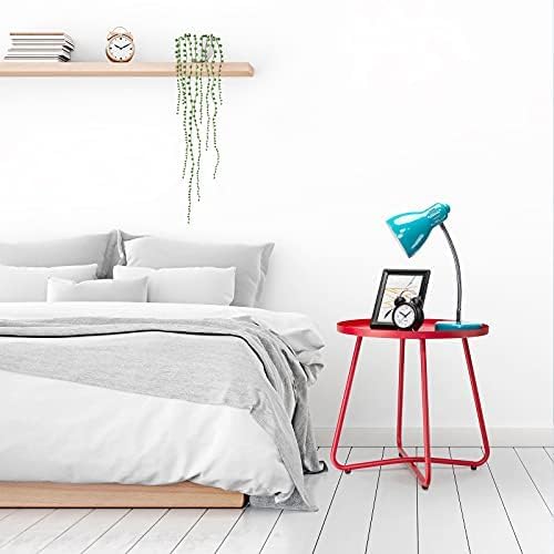 danpinera Outdoor Side Tables, Weather Resistant Steel Patio Side Table, Small Round Outdoor End Table Metal Side Table for Patio Yard Balcony Garden Bedside (Red) - Image 9