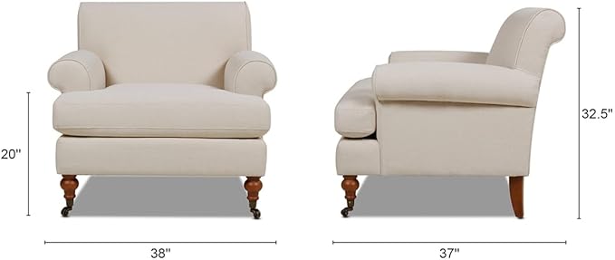 Jennifer Taylor Home Bliss 38" Lawson Living Room Accent Arm Chair with Metal Casters