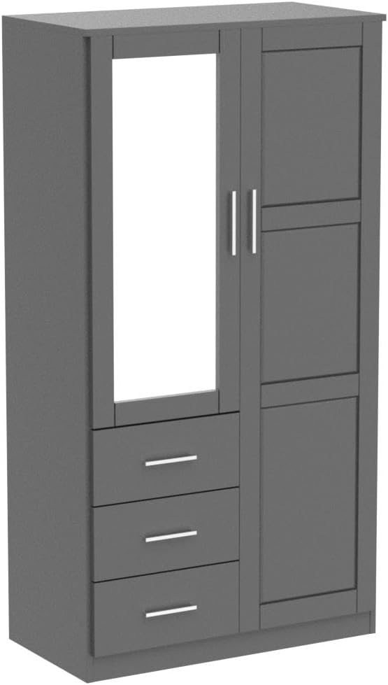 Palace Imports Metro 100% Solid Wood Wardrobe with Mirror, Gray, 37.75" w x 72" h x 20.75" d