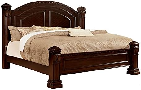 Furniture of America FOA Oulette 3pc Cherry Solid Wood Bedroom Set - King + Nightstand + Chest