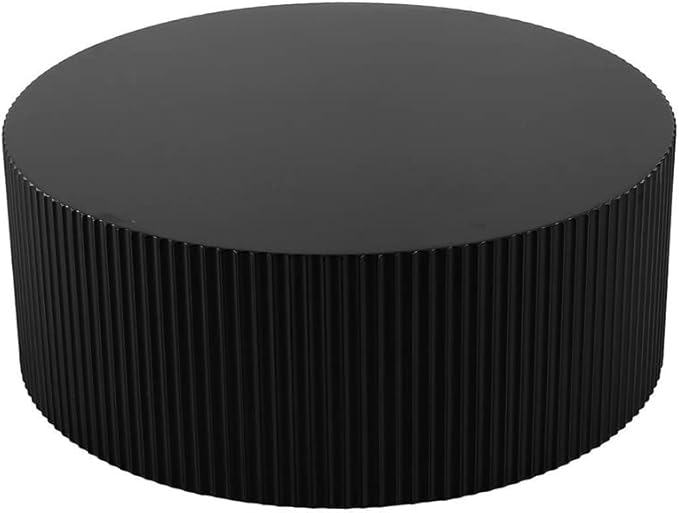 Black Round Drum Coffee Tables for Living Room Contemporary Circle Coffee Table, Modern Wood Accent Table for Office Apartment