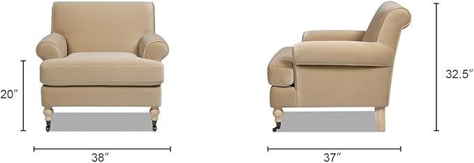 Jennifer Taylor Home Bliss 38" Lawson Living Room Accent Arm Chair with Metal Casters