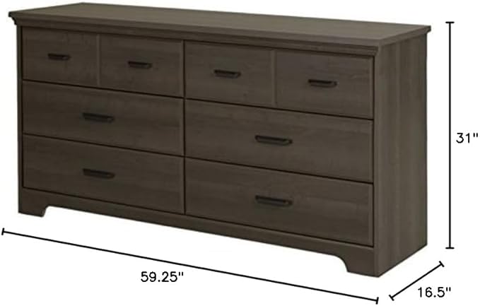 Home Square 2 Piece Set with 6 Drawer Dresser and 2 Nightstands in Gray Maple