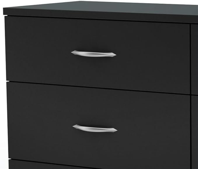Home Square 3 Piece Modern Bedroom Furniture Set - 6 Drawer Black Dresser for Bedroom / 6 Tall Black Chest of Drawers for Bedroom/Black Nightstand with Drawer and Shelf