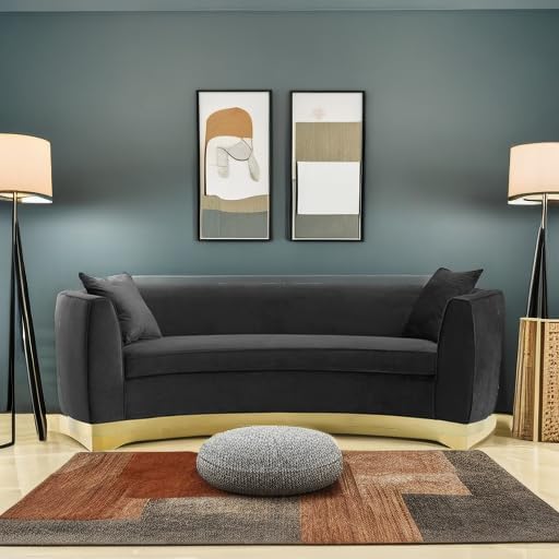 Modway EEI-3408-BLK Resolute Curved Performance Velvet Sofa, Black