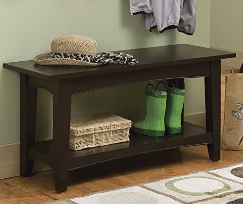 Alaterre Furniture Shaker Cottage Bench with Shelf, Chocolate - Image 7