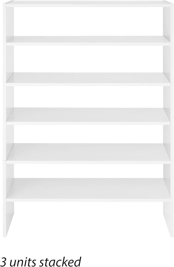 Whitmor Stackable 31" Extra Wide 2-Shelf Storage Organizer, White,2 Pack - Image 6