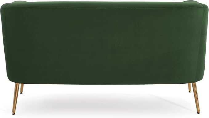 Christopher Knight Home Fabric Upholstered Loveseat for Living Room,Tub-Design 2-Seater Sofa with Removable Seat Cushion and Tapered Steel Legs,Forest Green and Gold