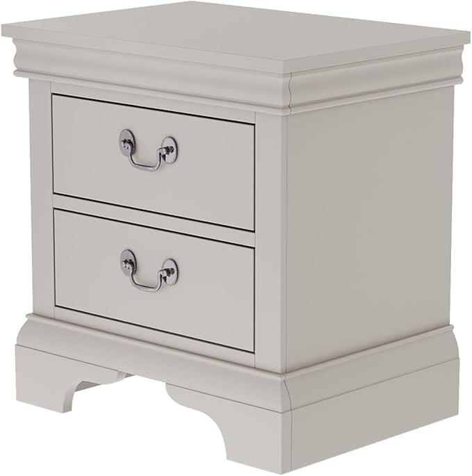 Henf Nightstand with 2 Drawers Traditional Side Table for Small Space, Bedside Table with Metal Ring Handle, Small Wooden Night Stand for Bedroom Furniture, White - Image 9