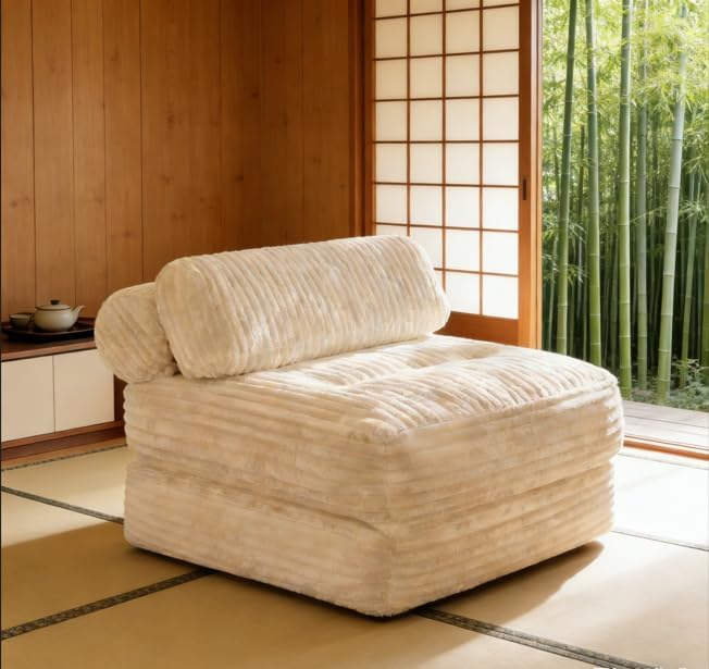 Vesgantti 3-in-1 Convertible Sleeper Sofa, Soft Corduroy Folding Futon with High-Density Foam, Floor Couch Chair Bed for Living Room & Bedroom