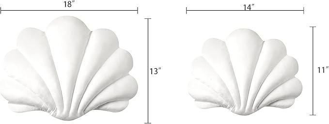 Ashler 3D Throw Pillows Shell Shaped Accent Throw Pillow, Soft Velvet Insert Included Cushion for Couch Bed Living Room, Pack of 1, Off White, 14 X 11 inches