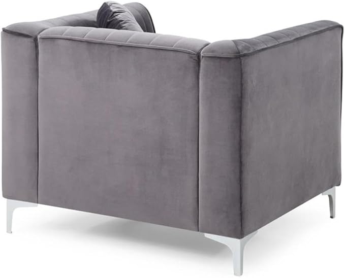 Glory Furniture Delray Velvet Chair in Gray