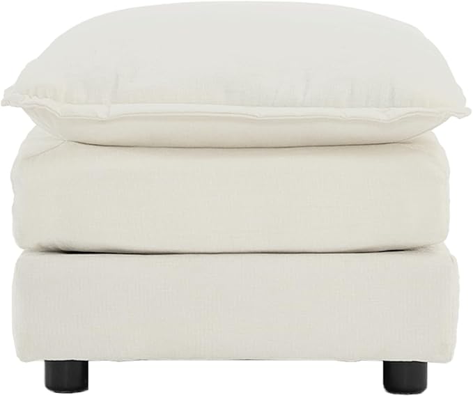 KEIKI Combination Sofa, Upholstered 3 Seater Couch, Oversized L Shaped Sectional Sofa with Reversible Ottoman for Living Room Bedroom Office, White