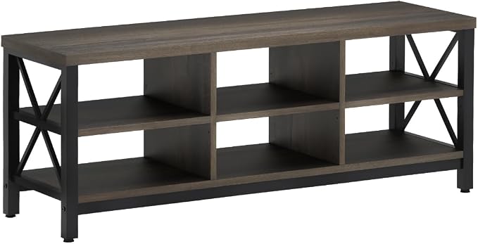 FATORRI Shoe Bench Entryway with Storage, Industrial Wood and Metal Hallway Benches with Adjustable Shelves, Rustic Entry Way Bench for Living Room (47.24 Inch Long, Walnut Brown) - Image 9