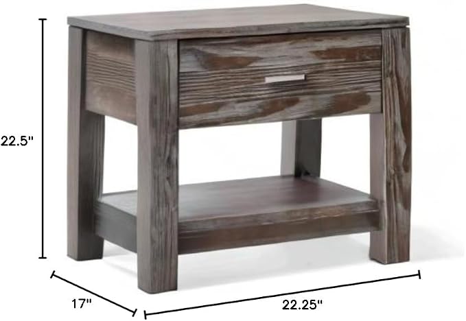 Grain Wood Furniture Loft Nightstand, Solid Wood with a Weathered Pine Finish - Image 2