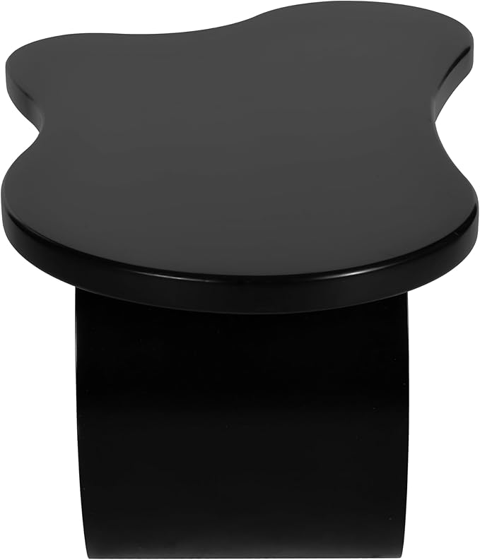 Merax Modern Cream Style Irregular Coffee Table with Round Edge & Shelf, Wood Cloud Accent Center End Tables for Living Room, Reception Room, Apartment, Easy Assemble, Black