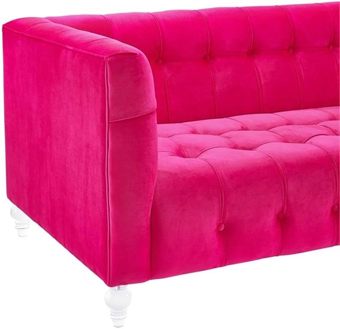 Bea Hot Pink Velvet Sofa | Tufted Design