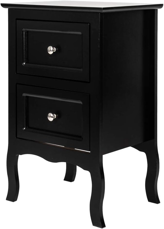 Bonnlo Black Nightstand with 2 Drawers, Night Stands for Bedrooms, Small Bed Side Table/White Night Stand with Drawers for Small Spaces, College Dorm, Kids’ Room, Living Room, French, 16W x 12D x 24H - Image 7