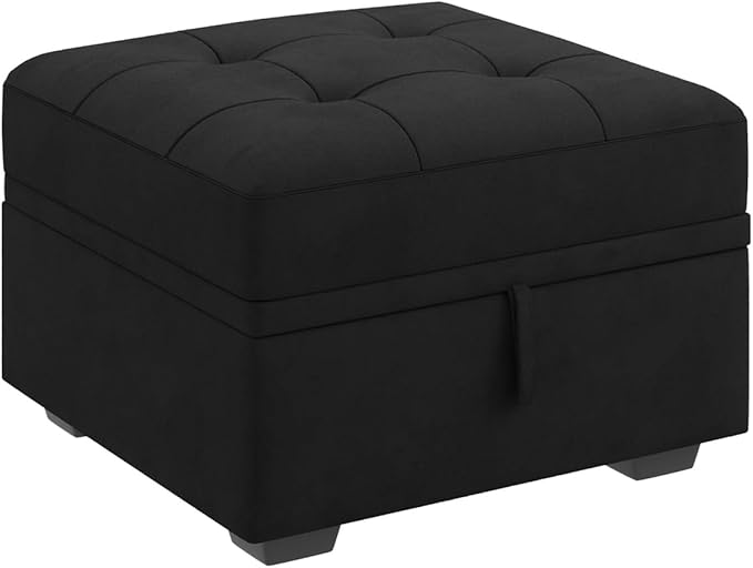 HONBAY Modular Sectional Sleeper Sofa with Pull Out Bed, Ottoman for Sectional Couch, Black