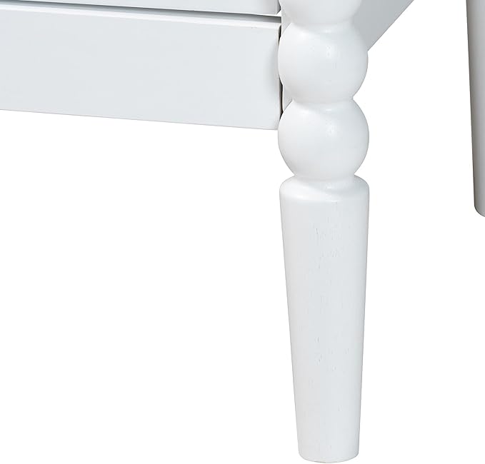 Baxton Studio Lucera Bobbin Wood Bedroom Set, 4-Piece, Full, White