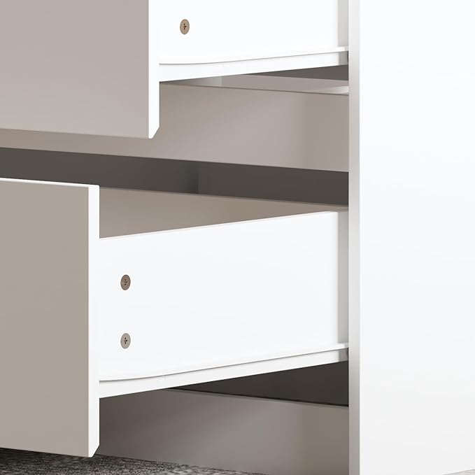 Armoire Bedroom Island Wardrobe Closet Island with 12 Drawers & Sliding Glass Tabletop, Island Dresser with Expandable Design, Closet Island for Bedroom Cloakroom White 63”W x 31.5”W x 35.8”H