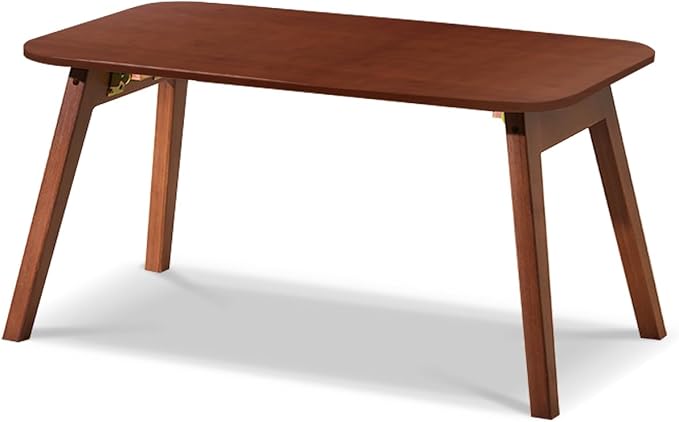 Coffee Table Foldable Mid Century Desk TV Stand with Open Storage Shelf Center Table for Living Room Furniture RV No Assembly, Brown (31.5IN)
