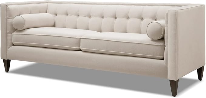 Jennifer Taylor Home James 74" Modern Tuxedo Sofa, Sky Neutral Beige Polyester