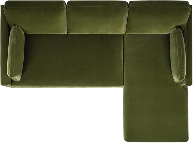 Jennifer Taylor Home Knox 89" Modern Farmhouse Reversible Chaise Sectional Sofa, Olive Green Performance Velvet