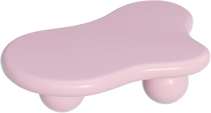 40” Cloud Coffee Table with 3 Ball Legs, Modern Irregular Center Table for Living Room, Low Cute Small MDF Tea Table for Bedroom, Space Apartment-Pink
