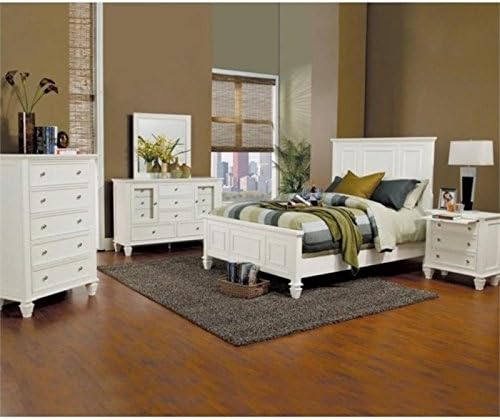 Bowery Hill 3-Drawer Coastal Wood Nightstand, White/Silver Finish, 29.75"H x 29"W x 16.5"D, Solid Asian Hardwood MDF, French Country Style, Felt-Lined Top Drawer, Slide-Out Tray for Bedroom Storage - Image 4