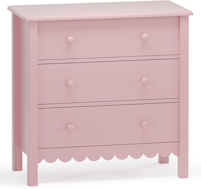 Vikiullf Large Nightstand with 3 Drawers, Pink, Engineered Wood, 27.56 x 13.78 x 26.97 inches (Pink) - Image 6