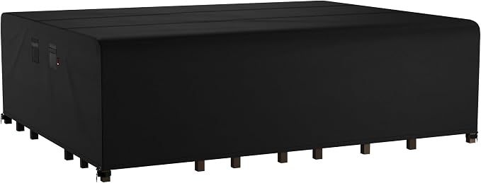 iBirdie Outdoor Patio Furniture Set Covers 128 x 64 inch fit 5 x 10 ft, 60 x 127 inch Table, Waterproof Weatherproof Rectangular Cover, Heavy Duty 600D for Outside Dining Table and Chairs - Image 9
