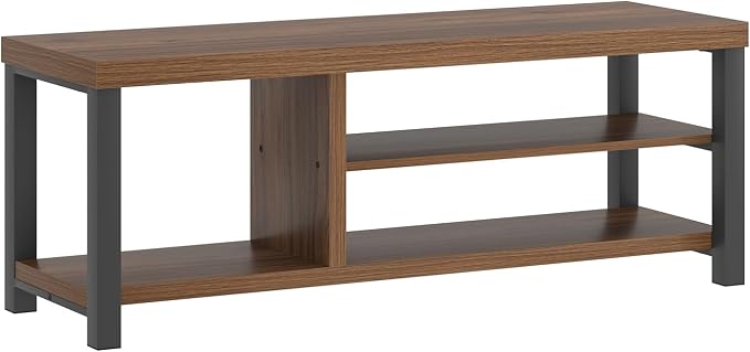 FOLUBAN Entryway Bench, Modern Wood Shoe Bench for Living Room Hallway, Industrial Indoor Shoe Storage Bench Seat, Rustic Walnut, 47 Inch - Image 9