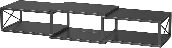 MAHANCRIS 43.7” Floating TV Stand with Power Outlet, Wall-Mounted Entertainment Center, Floating Metal Frame Media Console Shelf for Under TV Storage, for Living Room, Bedroom, Black TVHB101E01 - Image 9