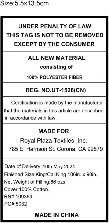 Royal Hotel Bedding 300 Thread Count King Size Down-Alternative Comforter, Overfilled Comforter, Duvet Insert 100% Cotton Shell - 100% Down-Alternative Fill, 750FP - 86Oz - Solid White, King