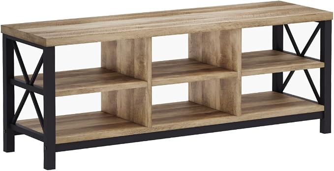 FATORRI Shoe Bench Entryway with Storage, Industrial Wood and Metal Hallway Benches with Adjustable Shelves, Rustic Entry Way Bench for Living Room (47.24 Inch Long, Rustic Oak) - Image 9