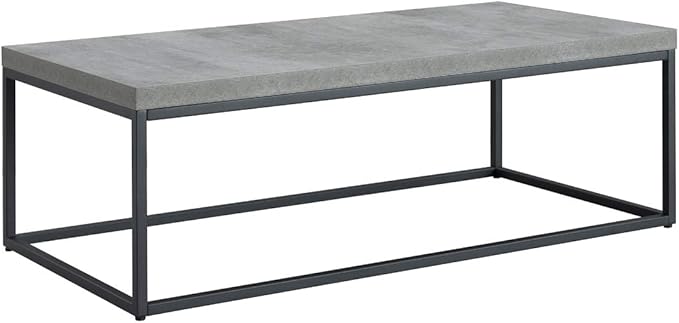 CENSI 47-Inch Large Grey Marble Accent Coffee Table/Center Table for Living Room, Rectangle Modern Industrial Style,Wood and Metal, Max.Loading 220 lbs. (Concrete)