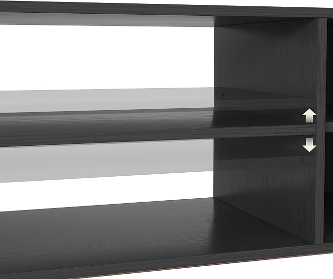 65 Inch TV Stand for Up to 75 inch TVs, Fluted Entertainment Center with Adjustable Shelve, Curved Round Corner TV Console Table with Storage Cabinet for Living Room, Bed Room (Black) - Image 7