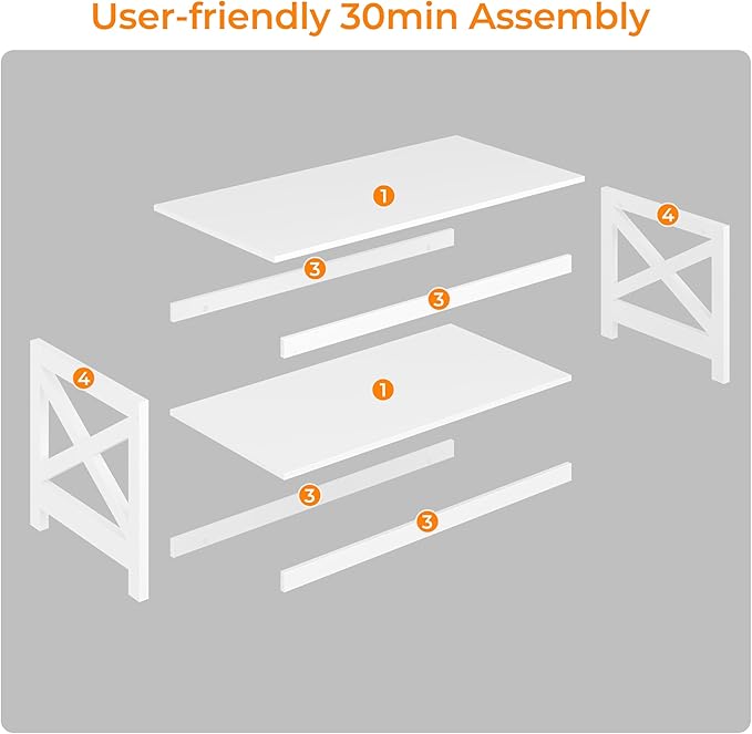 Yaheetech Wood 2-Tier White Coffee Table with Storage Shelf for Living Room, X Design Accent Cocktail Table, Simple Design Home Furniture, 39.5 x 20 x 18 Inches