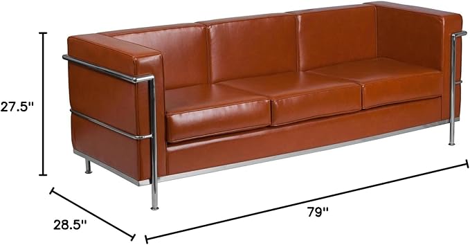 Flash Furniture HERCULES Regal Series Contemporary Cognac LeatherSoft Sofa with Encasing Frame