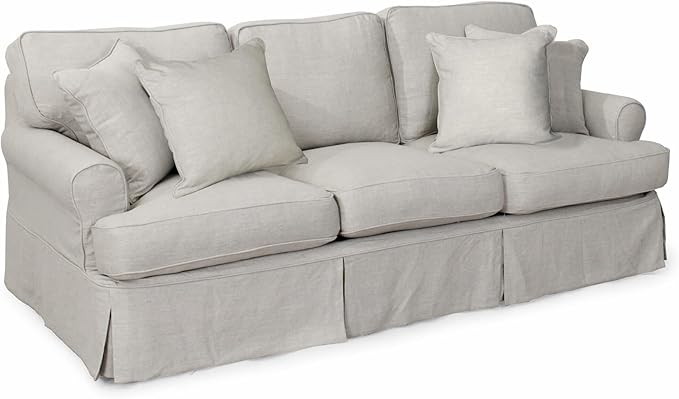 Sunset Trading Horizon Slipcovered Sofa, 85", Light Gray