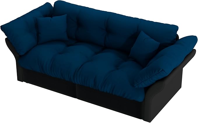 Eafurn 3-in-1 Convertible Sofa Bed Queen Size Pull Out Sleeper Sofa with Skin-Friendly Velvet Fabric, Multi-Functional Loveseat with Pillow Armrest for Guest Room & Living Room
