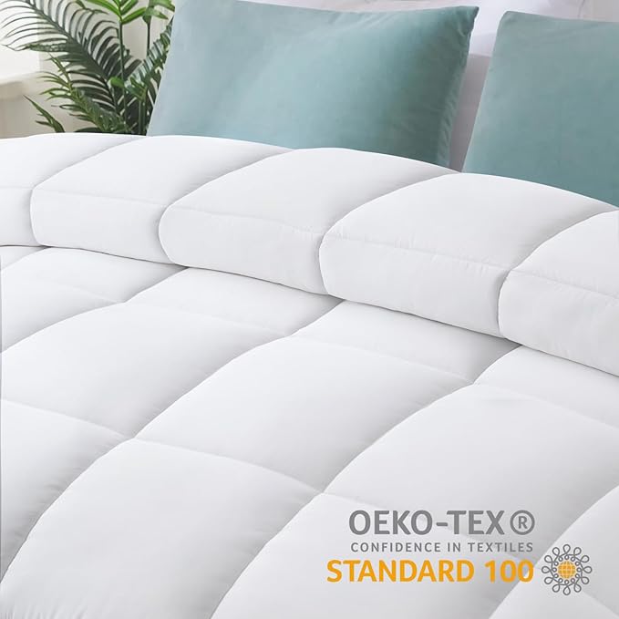 COHOME Quilted Twin/Twin XL Comforter - All-Season Down Alternative Duvet Insert - Luxury Hotel Cooling Pure White Comforter with Anti-Clump Tech & 8 Tabs - Reversible (64"x88")